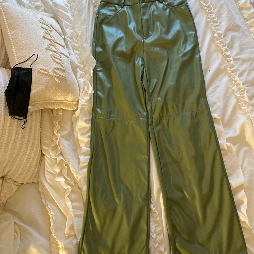 SHEIN faux leather straight leg pants